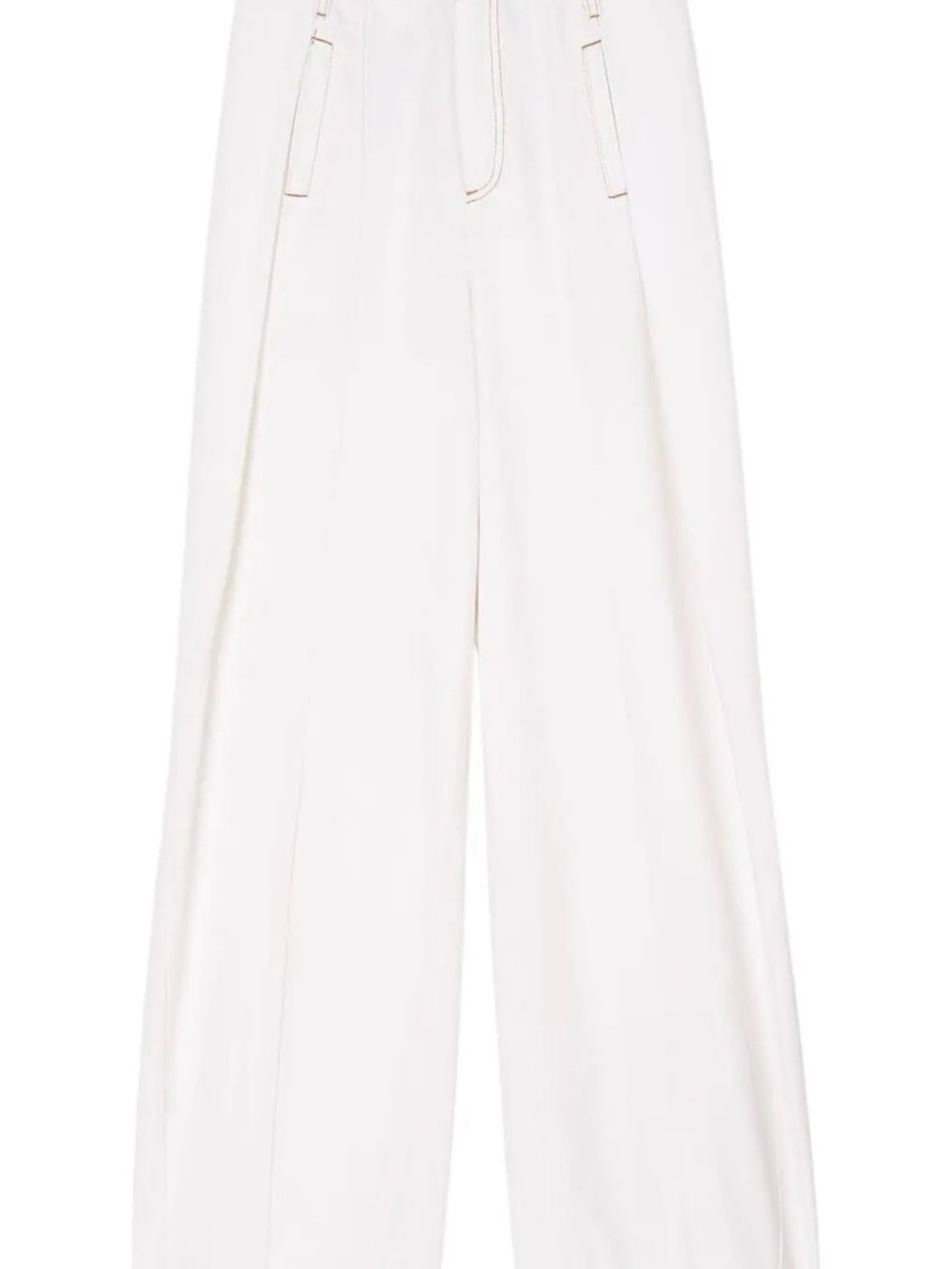Sandro Topstitched Wide-Leg Jeans - White Size 36/ 4 - Picture 4 of 8